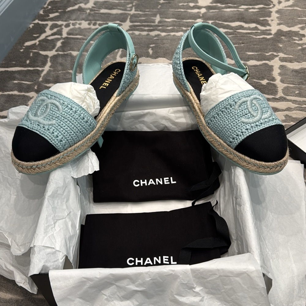 Chanel Light Blue and Black Espadrilles - Picture 7 of 9